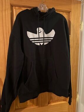 adidas Originals Black Hoodie with White Trefoil Graphic